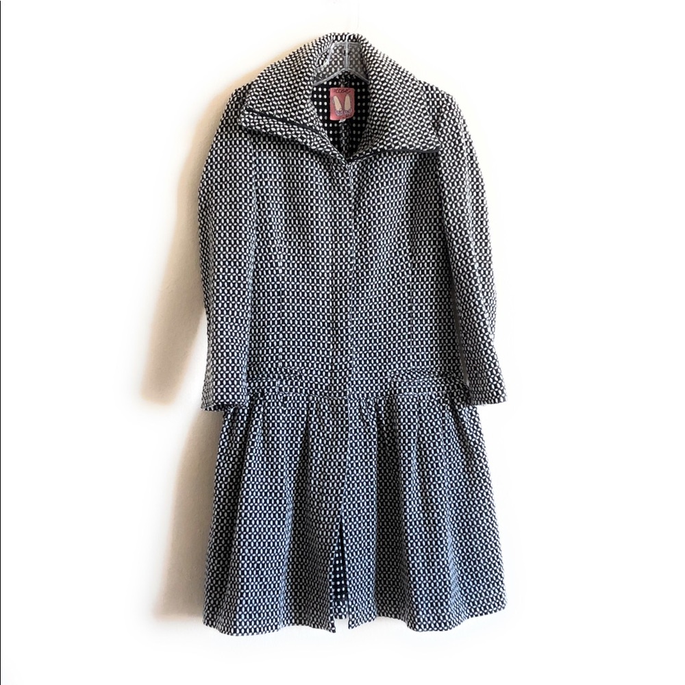 rose a pois Wool Blend long coat peplum sz Small